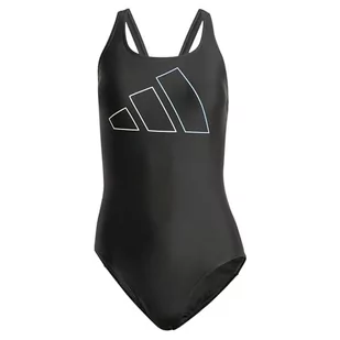 adidas Damski strój kąpielowy Big Bars, 71 cm, czarny, Czarny, 128 - Stroje kąpielowe - miniaturka - grafika 1