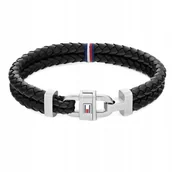 Bransolety męskie - Bransoletka Męska Skórzana Tommy Hilfiger 2790361 Czarna - miniaturka - grafika 1