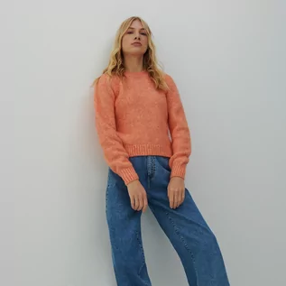 Swetry damskie - Reserved Sweter z miękkiej dzianiny - Pomarańczowy - grafika 1
