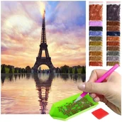 Malowanie po numerach - Haft Diamentowy ARTULIO, Obraz DIY 5D, Diamond Painting, Mozaika diamentowa 30x40cm (Widok Paryża z wieżą Eiffla) + zestaw akcesoriów - miniaturka - grafika 1
