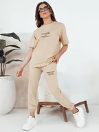 Dresy damskie - Komplet damski SIPAN beżowy Dstreet AY1043-S - miniaturka - grafika 1