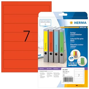 Herma Ordneretiketten A4 rot 192x38 mm Papier opak 140 St. - 5092 - Etykiety do drukarek - miniaturka - grafika 1