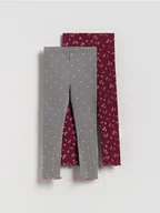 Spodnie i spodenki dla dziewczynek - Reserved - Bawełniane legginsy 2 pack - wielobarwny - miniaturka - grafika 1