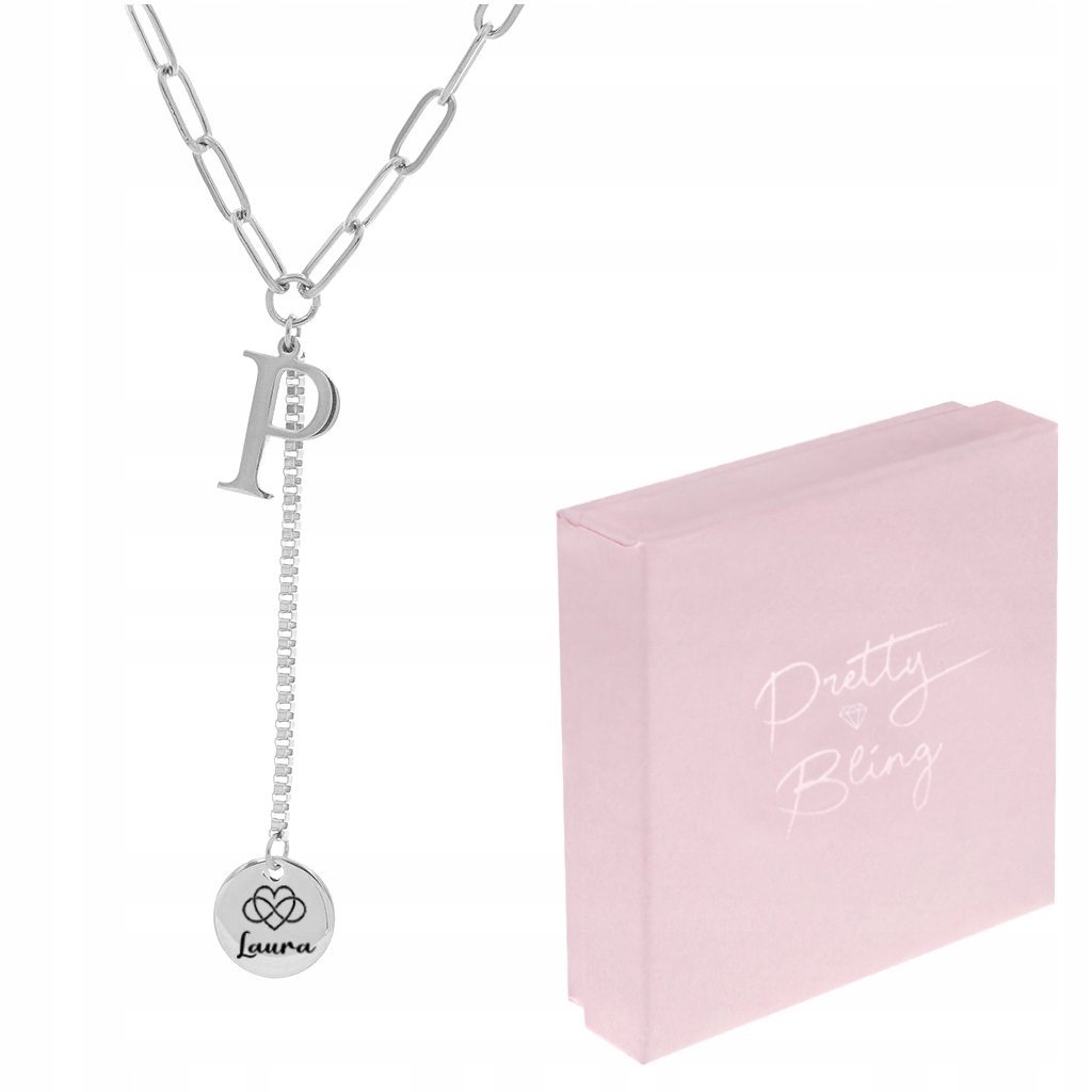 Naszyjnik celebrytka srebrna LITERKA P + GRAWER