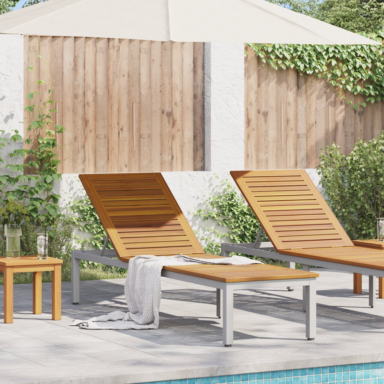 vidaXL Leżak Szary 200x55x35 cm Lite Drewno Akacjowe 4010621