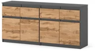 Komody - Komoda 160cm Szara Dąb Wotan Szafka Loft Nowoczesna Salon Pokój 4 Szuflady - miniaturka - grafika 1