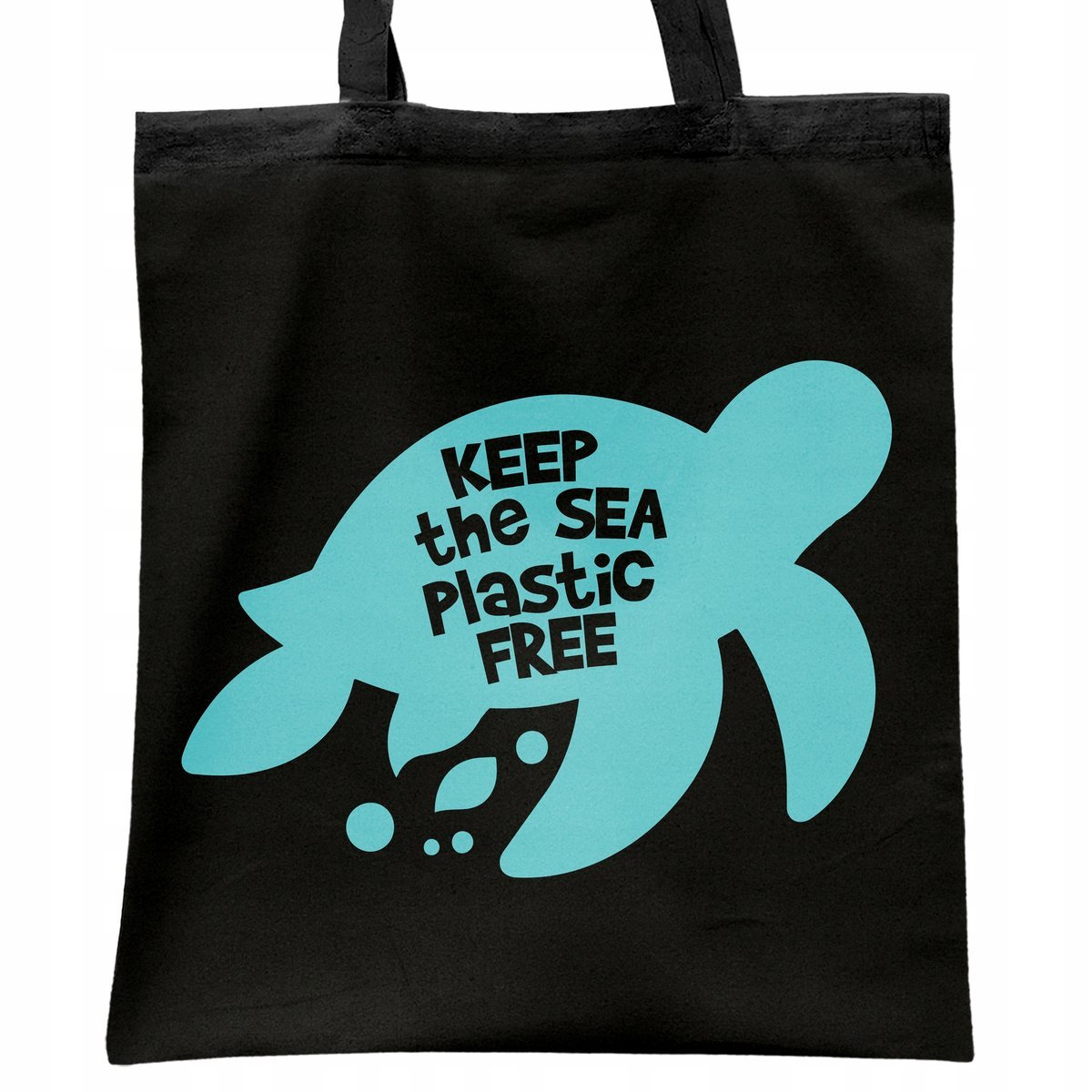 Torba bawełniana czarna na zakupy Ekologia Ziemia Żółw Morze