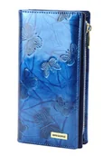 Portfele - Portfel Damski Skórzany GREGORIO Lakierowany Długi Z Suwakiem Na Zewnątrz BTS-124 NIEBIESKI 19,5 x 10 x 3,5 [cm] - miniaturka - grafika 1