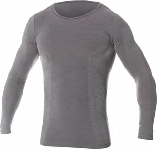 Brubeck LS11600 Koszulka męska z długim rękawem COMFORT WOOL ciemnoszary XXL - Koszulki męskie - miniaturka - grafika 1