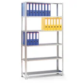 Szafy i regały magazynowe - B2B Partner Regał na segregatory COMPACT, szary, 8 półek, 2500 x 1000 x 300 mm, podstawowy 141901 - miniaturka - grafika 1