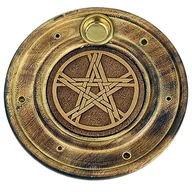 Kadzidła i dodatki - Podstawka do kadzideł grawerowana okrągła - pentagram - miniaturka - grafika 1