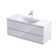 Szafki łazienkowe - Oristo Brylant szafka z umywalką wisząca 119x50x45 biały połysk OR36-SD2S-120-1-V3/UME-BD-120-91-D | Darmowa dostawa - miniaturka - grafika 1
