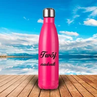 Butelki termiczne - Metalowa butelka izotermiczna 500 ml z Twoim nadrukiem - różowa - miniaturka - grafika 1