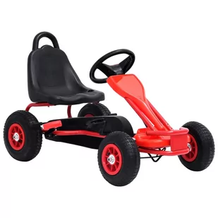 vidaXL Gokart na pedały z oponami pneumatycznymi, czerwony - Jeździki dla dzieci - miniaturka - grafika 1