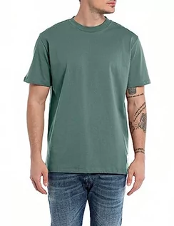 Koszulki męskie - Replay Second Life Collection męski T-shirt z krótkim rękawem, okrągły dekolt, Green Essence 336, S - grafika 1