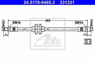 ATE PRZEWÓD HAMULCOWY 24.5170-0465.3 VOLVO 440 K 1.8 95-96 - Przewody hamulcowe - miniaturka - grafika 1