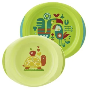 Chicco Zestaw 2 talerzy 12 m+ zielony - Zestawy naczyń dla dzieci - miniaturka - grafika 1