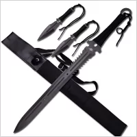 ZESTAW MIECZ TRENINGOWY NINJA Z POCHWĄ 71 CM ORAZ 2 NOŻE DO RZUCANIA D125 - Repliki - broń - miniaturka - grafika 1