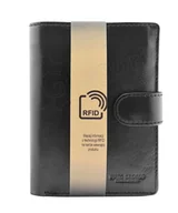 Portfele - Portfel Męski MATO GROSSO Skóra Bydlęca Duży Pionowy Z Zapięciem Dwa Skrzydełka RFID 0703/17-60 CZARNY 12,5 x 9,5 x 2 [cm] - miniaturka - grafika 1