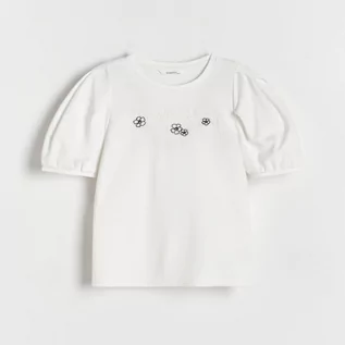 Koszulki dla dziewczynek - Reserved - Bluzka z aplikacją - Kremowy - grafika 1