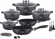 Zestawy garnków i patelni - KOMPLET GARNKÓW PATELNI ZESTAW NA INGUKCJA /GAZ NIERDZEWNE + POKRYWKI 17 EL - miniaturka - grafika 1