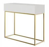 Konsole i sekretarzyki - Konsola Veldio 90 cm Biała ze złotymi nogami - miniaturka - grafika 1