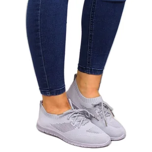 Buty sportowe damskie slip on szare NEWS - News - Slip on damskie - miniaturka - grafika 1