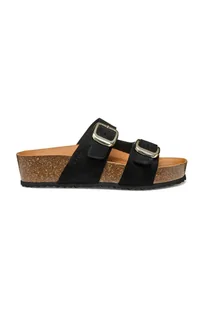 Geox klapki zamszowe D BRIONIA H damskie kolor czarny D551DA 00022 C9999 - Klapki i japonki damskie - miniaturka - grafika 1