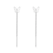 Kolczyki - Kolczyki Srebro 925 Łańcuszki Motylki - miniaturka - grafika 1