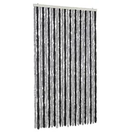 Zasłony - vidaXL Szenilowa zasłona muchowa szara i czarna 100x200 cm - miniaturka - grafika 1