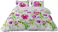 Pościel - Matex Pościel satynowa 160x200 kwiaty biała różowa Prestige 1 - miniaturka - grafika 1