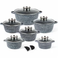 Zestawy garnków i patelni - Elitehoff 12-Częściowy Zestaw Garnków Indukcyjnych Z Pokrywką Szary - miniaturka - grafika 1