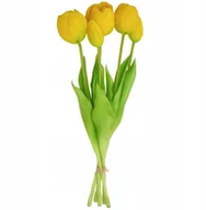 Sztuczne kwiaty - Saska Garden BUKIET 5 TULIPANÓW PIWONIOWYCH ŻÓŁTYCH 39CM JAK ŻYWYCH DEKORACJA WIOSENNA - miniaturka - grafika 1