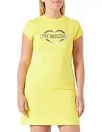 Sukienki - Love Moschino Damska sukienka slim fit A-line z krótkim rękawem, żółty, 38 - miniaturka - grafika 1