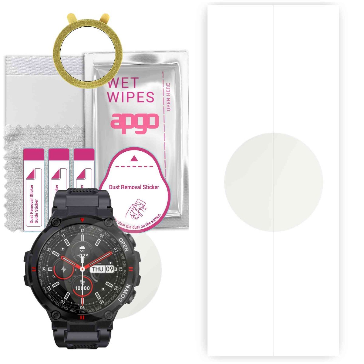 1x Folia hydrożelowa MATOWA do Rubicon RNCE73 - apgo Smartwatch Hydrogel MATTE Protection Ochrona na ekran smartwatcha