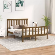 Łóżka - Rama łóżka z wezgłowiem, miodowa, 120x200 cm, drewno sosnowe Lumarko! - miniaturka - grafika 1