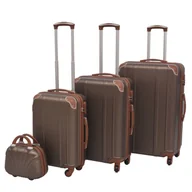 Walizki - vidaXL, Zestaw walizek na kółkach + kosmetyczka, kawowy, rozmiar M/L/XL, 4 szt. - miniaturka - grafika 1