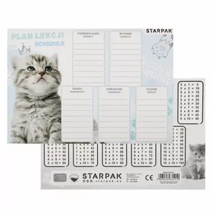Plan lekcji z tabliczką mnożenia A5 Cuties Kotki STARPAK 536137 - Szkolne artykuły papiernicze - miniaturka - grafika 1