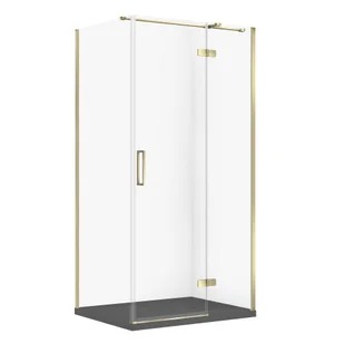 Kabina prysznicowa Cersanit Jota 100x80x195 prostokątna złoty transparentne z brodzikiem tako slim szary mat S601-386 - Kabiny prysznicowe - miniaturka - grafika 1