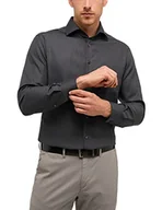 Koszule męskie - Eterna Męska koszula z długim rękawem Modern FIT Twill Anthracite Structured, 17,5, Antracyt, 44 - miniaturka - grafika 1