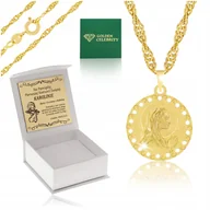Biżuteria dla dzieci - PIĘKNY ZŁOTY ŁAŃCUSZEK + ZAWIESZKA MEDALIK MATKA BOSKA 18K + GRAWER GRATIS - miniaturka - grafika 1