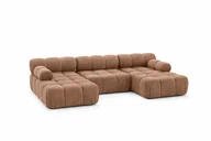 Narożniki - Narożnik U-kształtny nowoczesny do salonu, tkanina welur Salvador, SELIA - Ciemnobeżowy - miniaturka - grafika 1