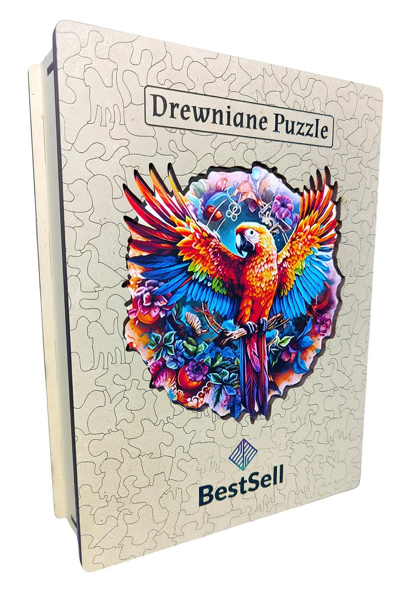 PUZZLE DREWNIANE RAJSKA PAPUGA PTAK UKŁADANKA 3D DLA DZIECI DOROSŁYCH PREZENT URODZINOWY URODZINY IMIENINY