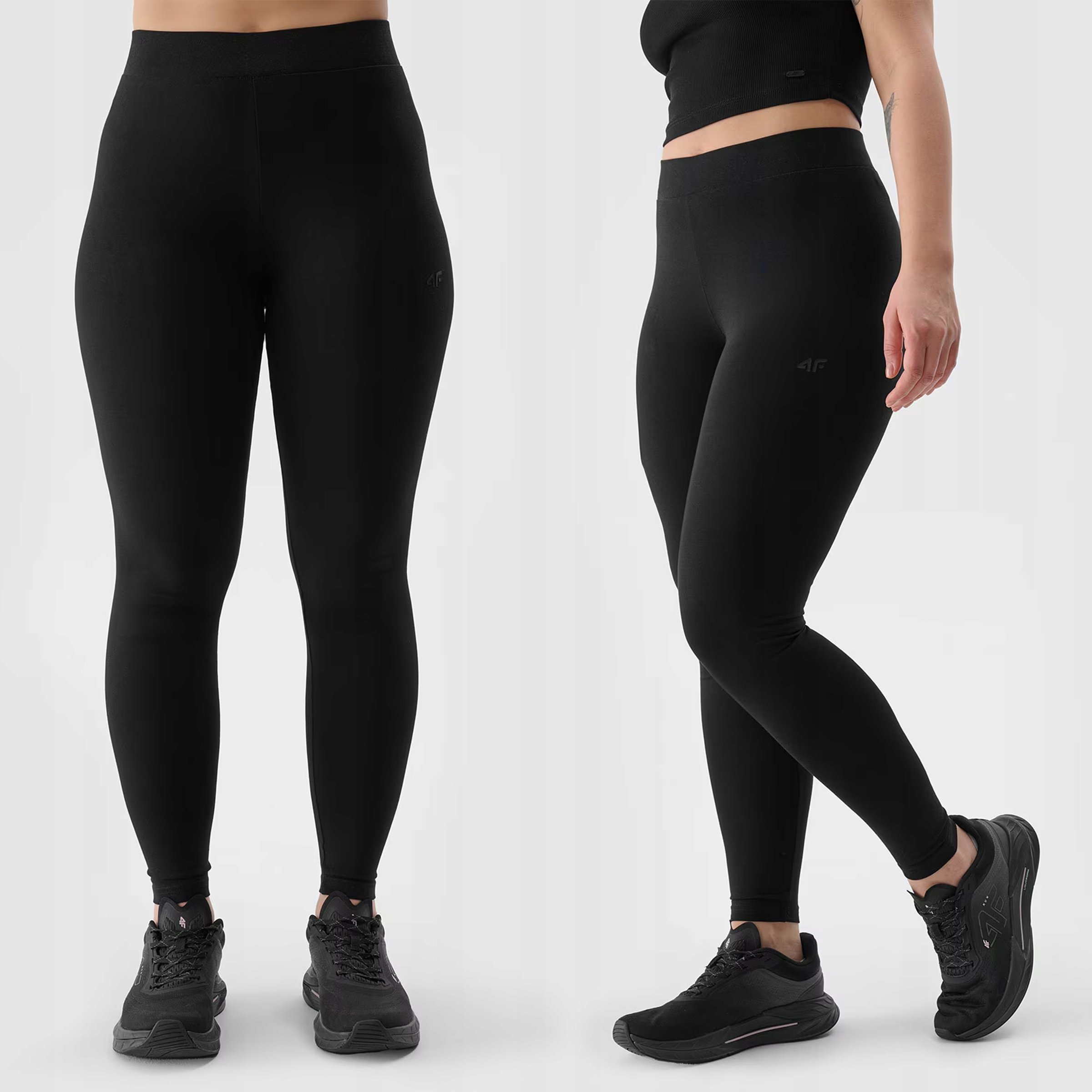 Legginsy Damskie 4F Spodnie Dresowe Sportowe Czarne Dzianinowe M