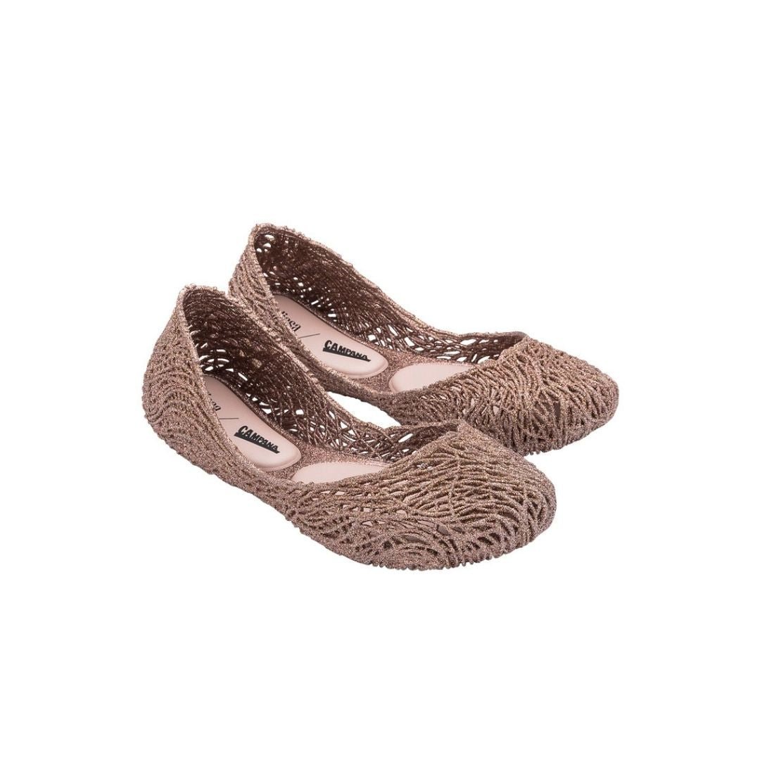 Melissa Campana Flow AD Gold Glitter Clear Pink Baleriny Damskie Różowe Brokat 38