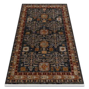 Dywan KESHAN Frędzle, Ramka orientalny 6174/53511 granat / bordo niebieski 250x340 cm - Dywany - miniaturka - grafika 1