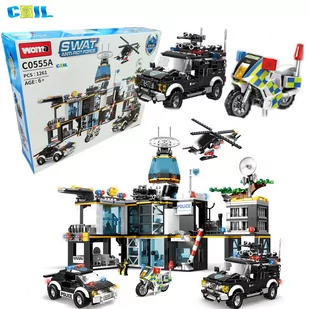 COIL Klocki konstrukcyjne zestaw mega 1261 elementów policja samochód komisariat + pojazdy - Klocki - miniaturka - grafika 1