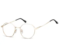Okulary korekcyjne, oprawki, szkła - Okulary zerówki korekcyjne owalne L126C złote - miniaturka - grafika 1