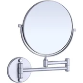 Lusterka do makijażu - Lustro do makijażu montowane na ścianie, 20 cm, z powiększeniem 1x/3x, dwustronne, obrotowe o 360°, składane, matowe srebro - miniaturka - grafika 1