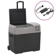 Lodówki turystyczne - vidaXL Lodówka na kółkach, z zasilaczem, czarno-szara, 40 L, PP - miniaturka - grafika 1